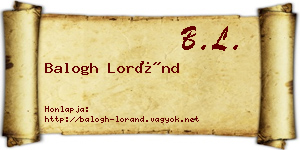 Balogh Loránd névjegykártya